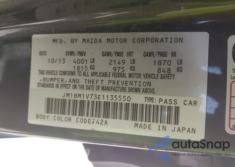 2014 Mazda Mazda3 I Touring z USA, uszkodzony, nr VIN JM1BM1V73E1135550